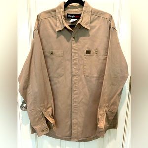 WRANGLER RIGGS WORKWEAR LONG SLEEVE BUTTON DOWN SOLID TWILL WORK SHIRT SZ XL
